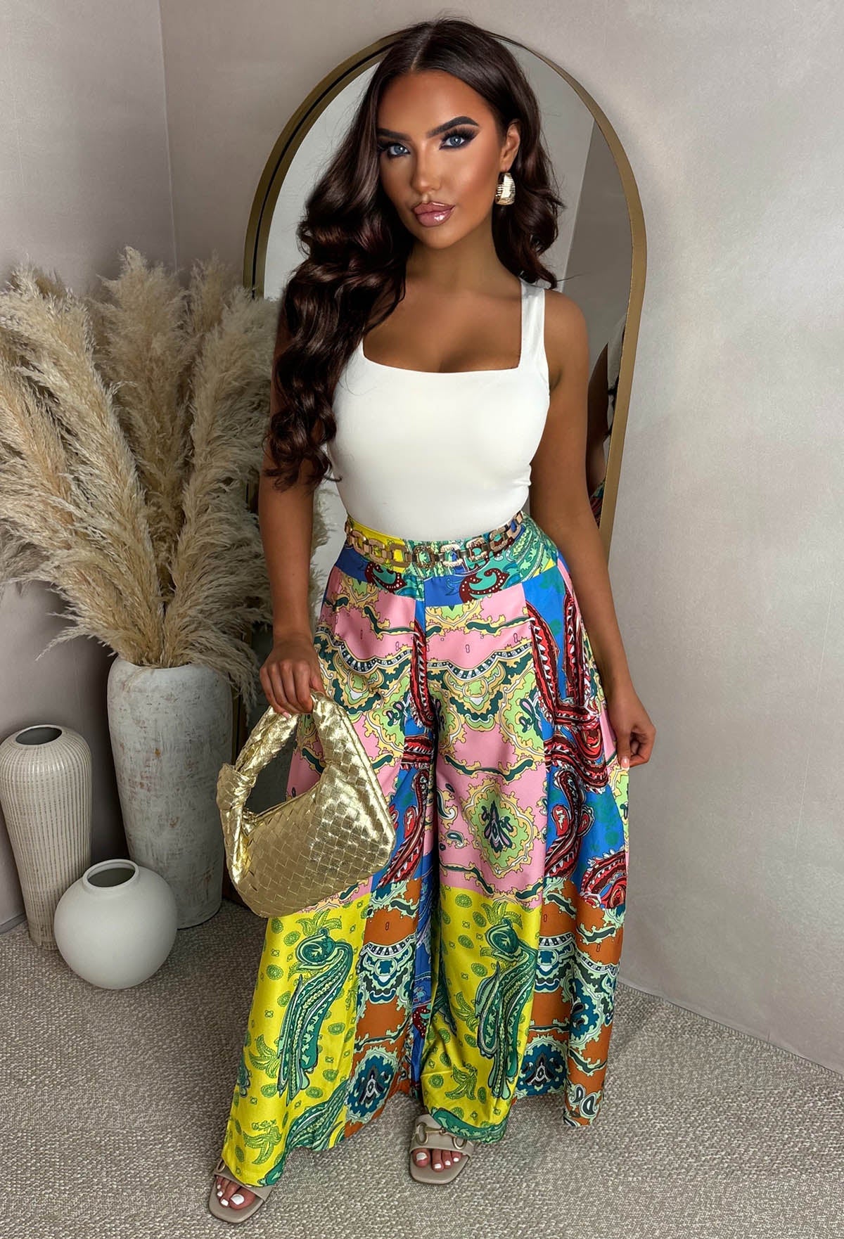Eternal Escape Blue Printed Wide Leg Elasticated Trousers