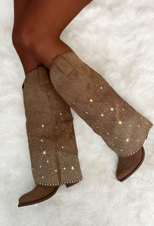 Everyday Hero Sand Sparkle Shark Cowboy Boots