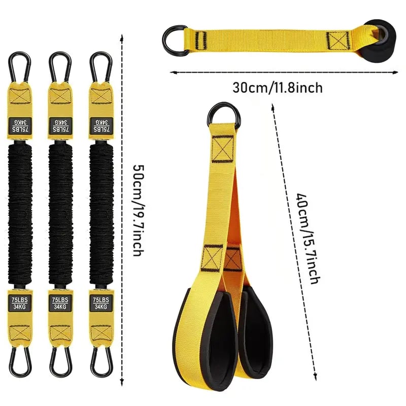 💪 225LBS Heavy Duty Cable Resistance Band Home Gym Training Set
