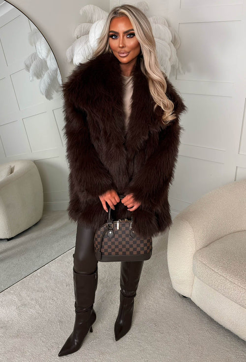Faux Affair Brown Faux Fur Coat