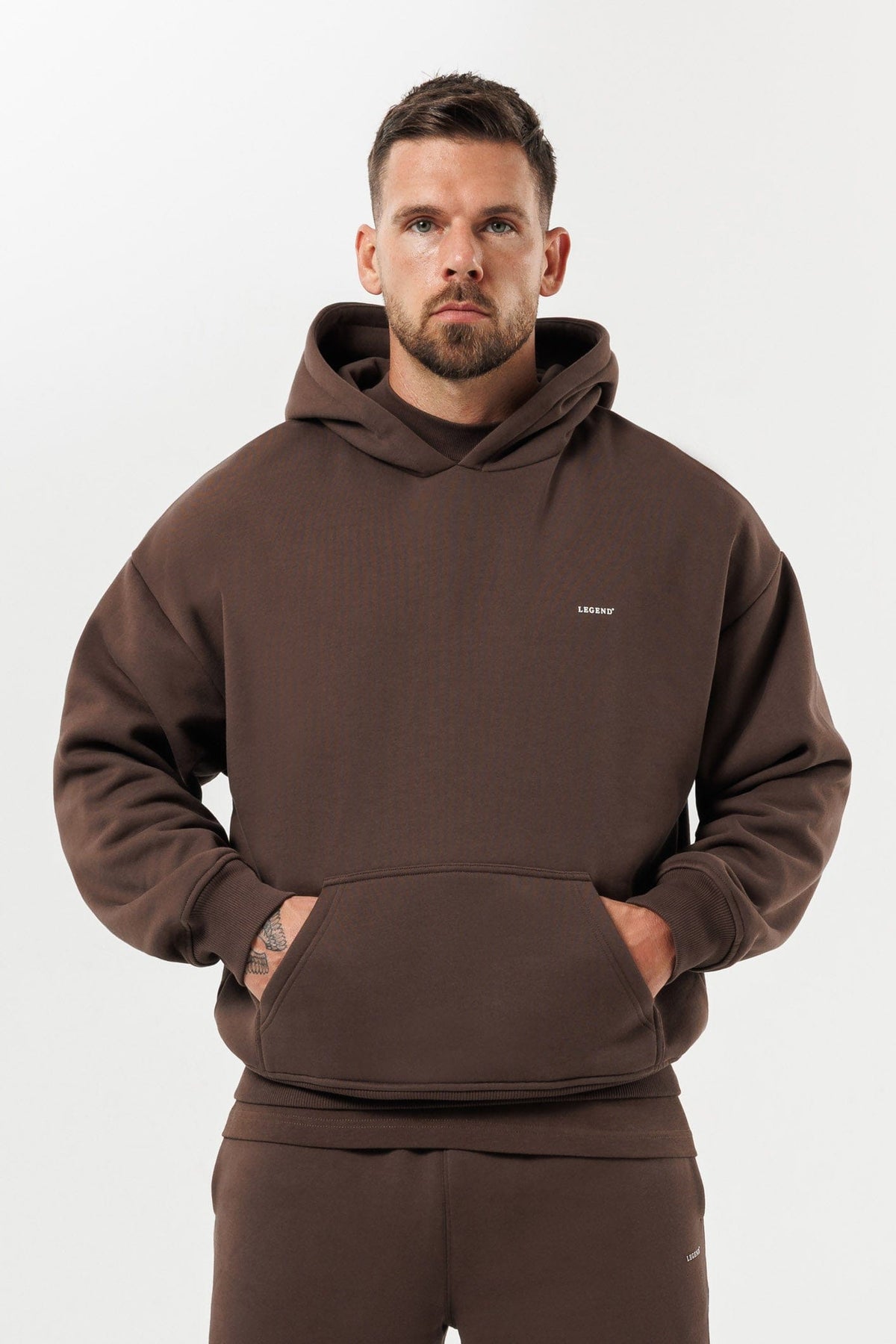 PRINT HOODIE - BROWN