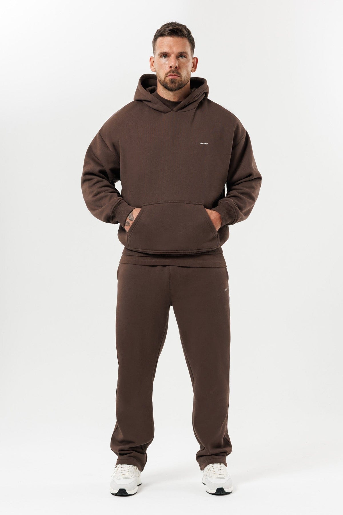 PRINT HOODIE - BROWN