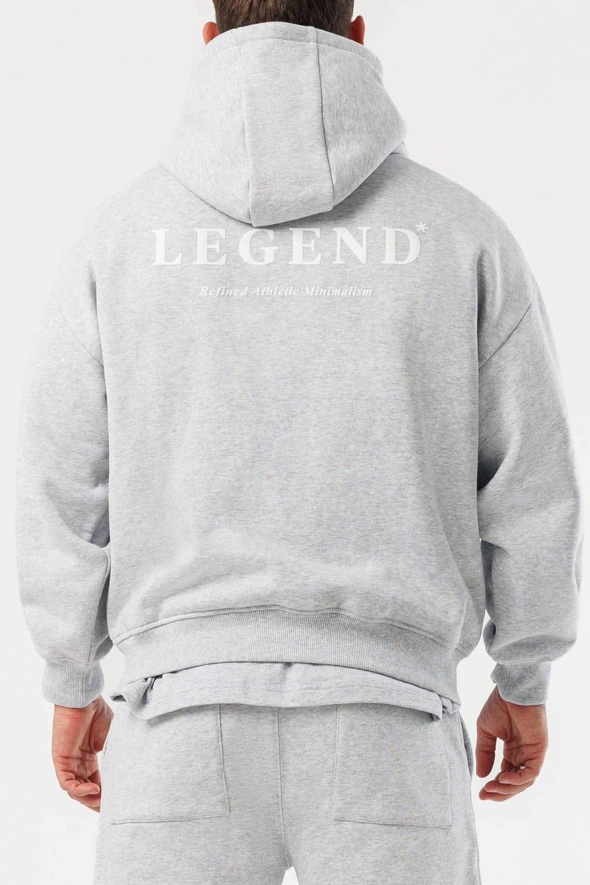 PRINT HOODIE - GREY MARL