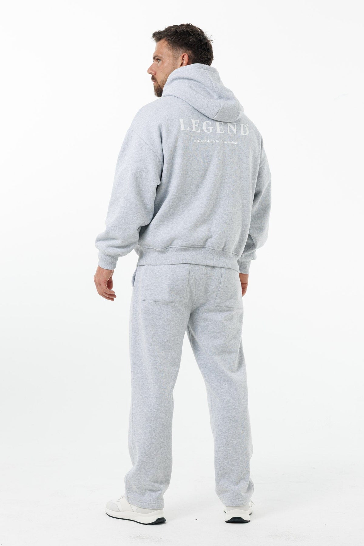 PRINT HOODIE - GREY MARL