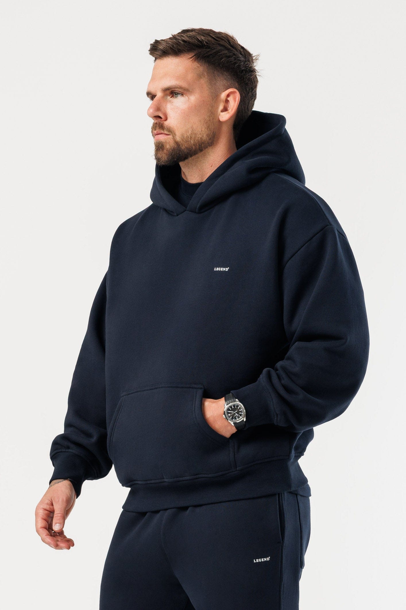 PRINT HOODIE - NAVY