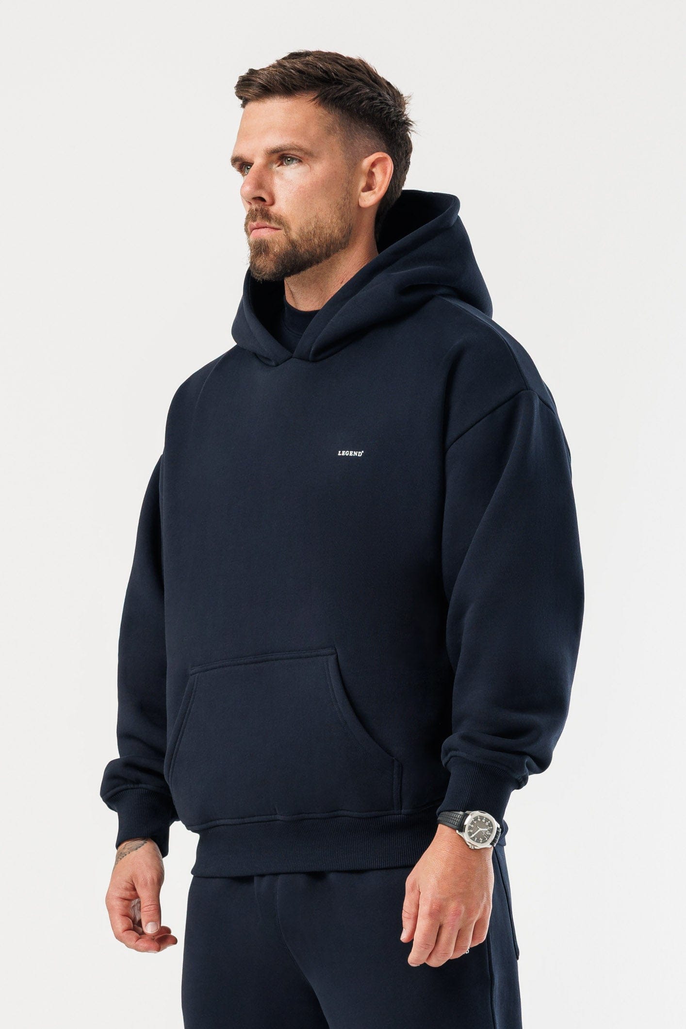 PRINT HOODIE - NAVY