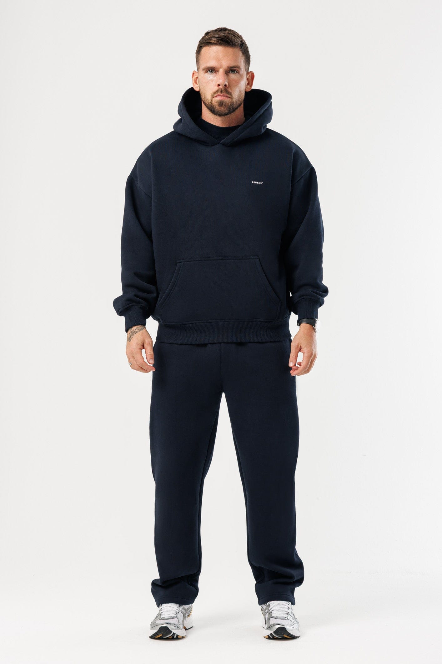 PRINT HOODIE - NAVY