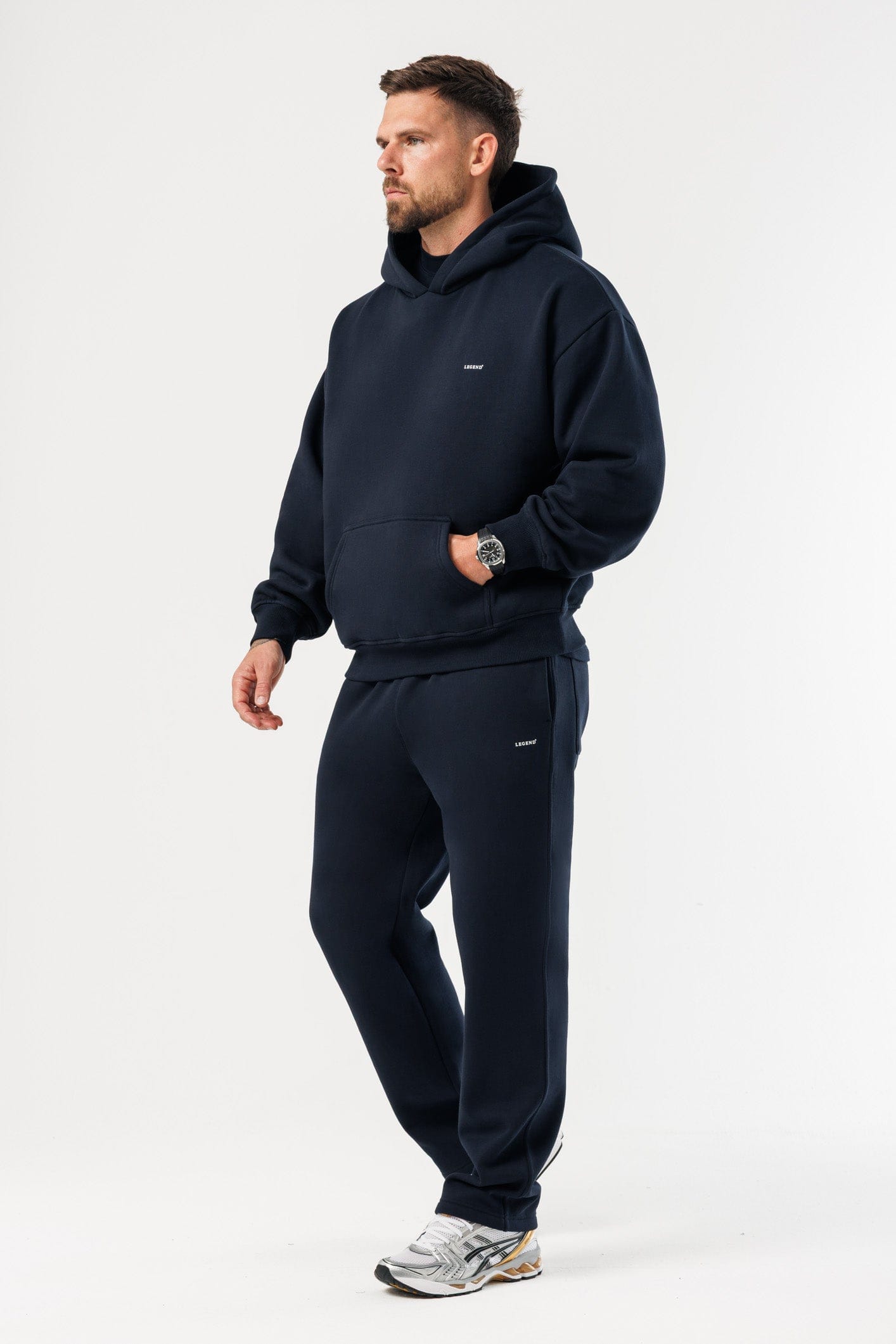 PRINT HOODIE - NAVY