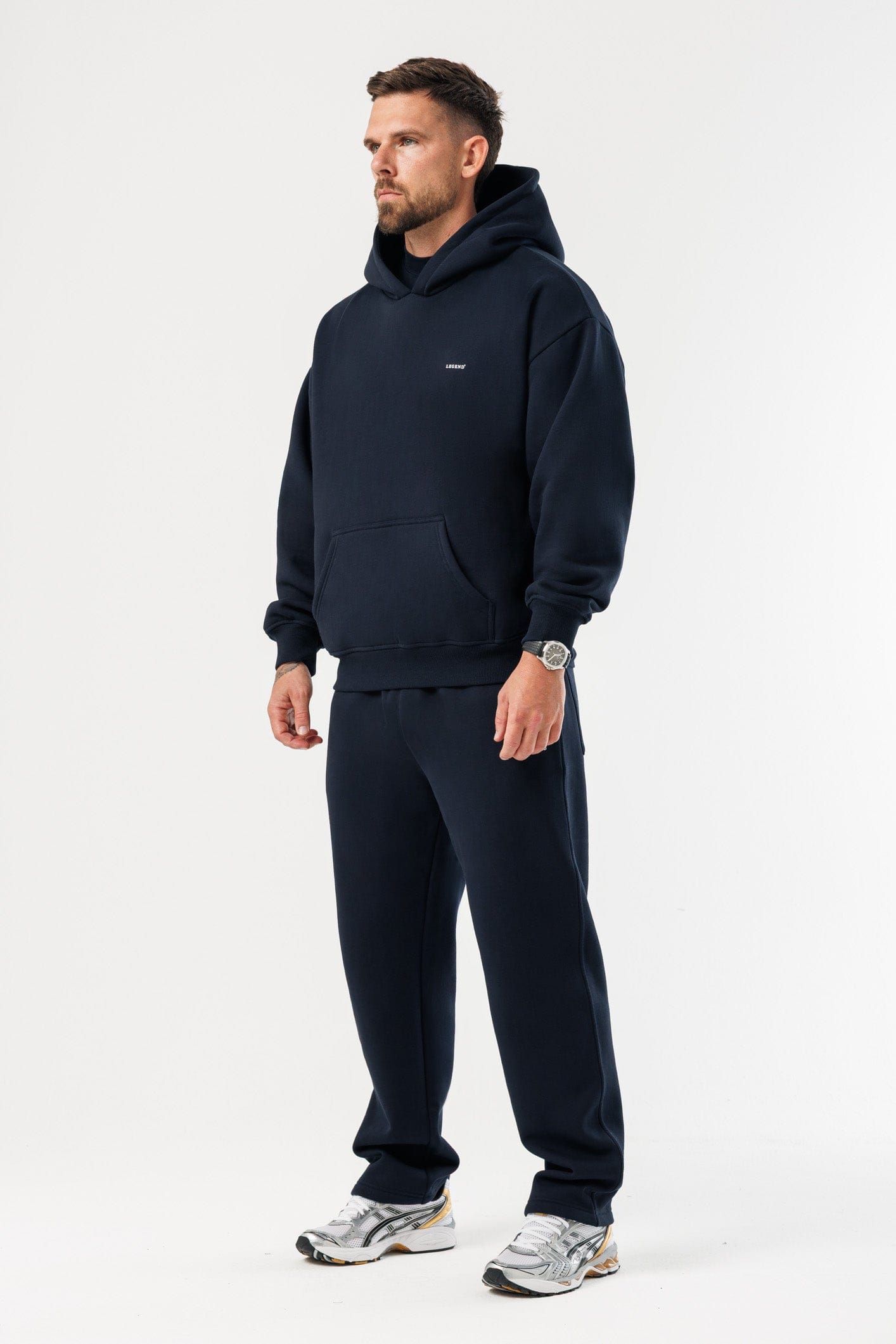 PRINT HOODIE - NAVY
