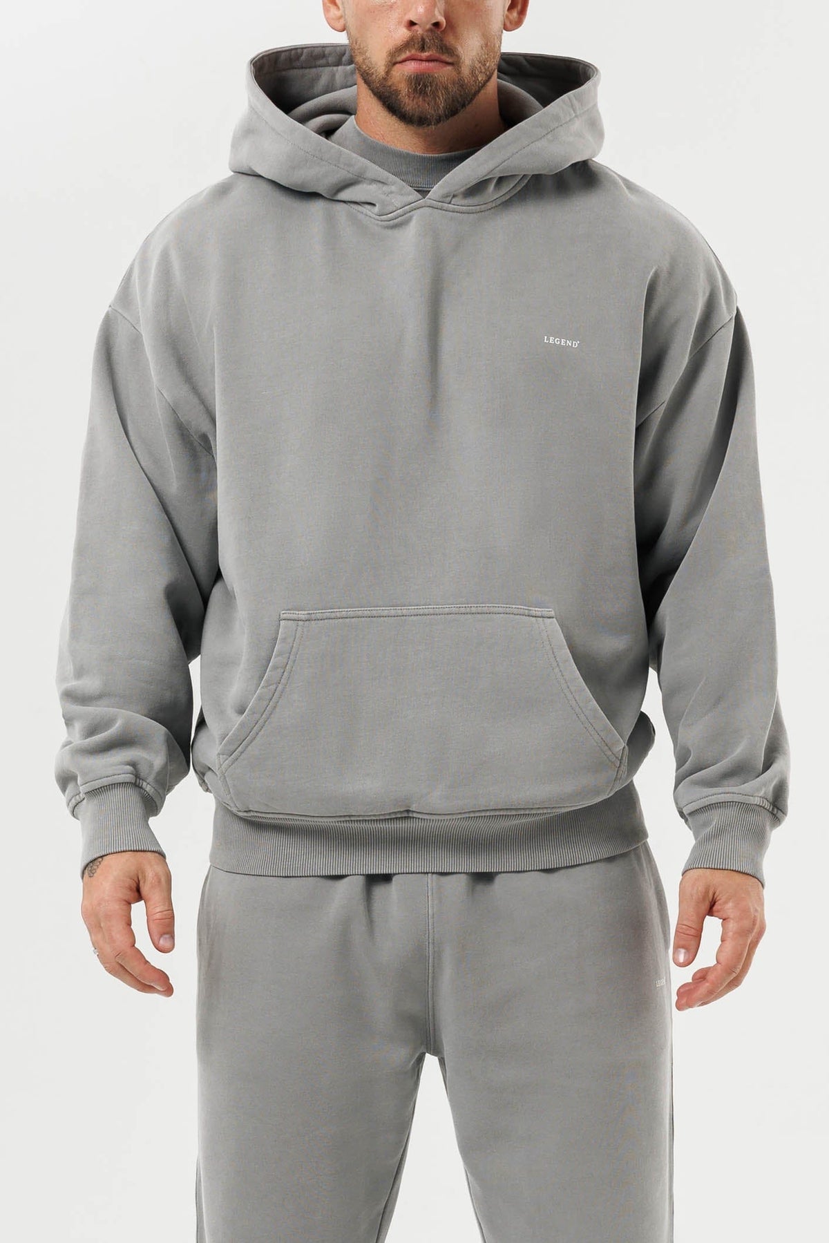PRINT HOODIE - WASHED GREY