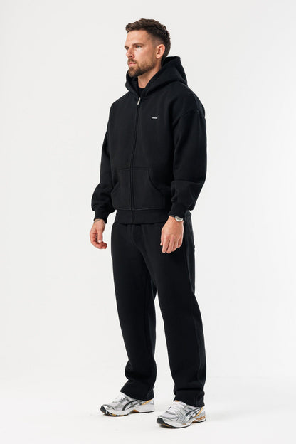 ZIPPED HOODIE - BLACK