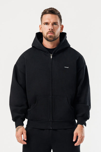 ZIPPED HOODIE - BLACK