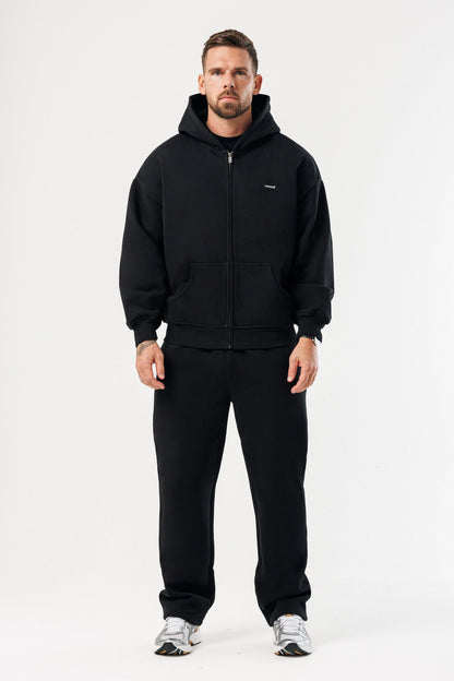 ZIPPED HOODIE - BLACK