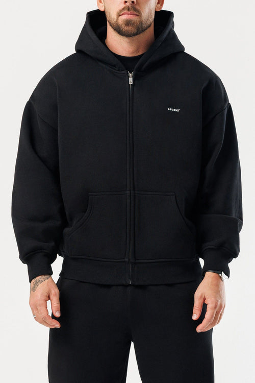 ZIPPED HOODIE - BLACK