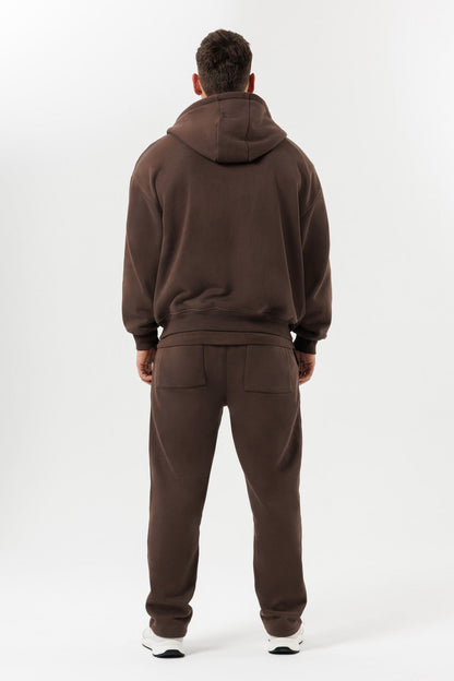 ZIPPED HOODIE - BROWN