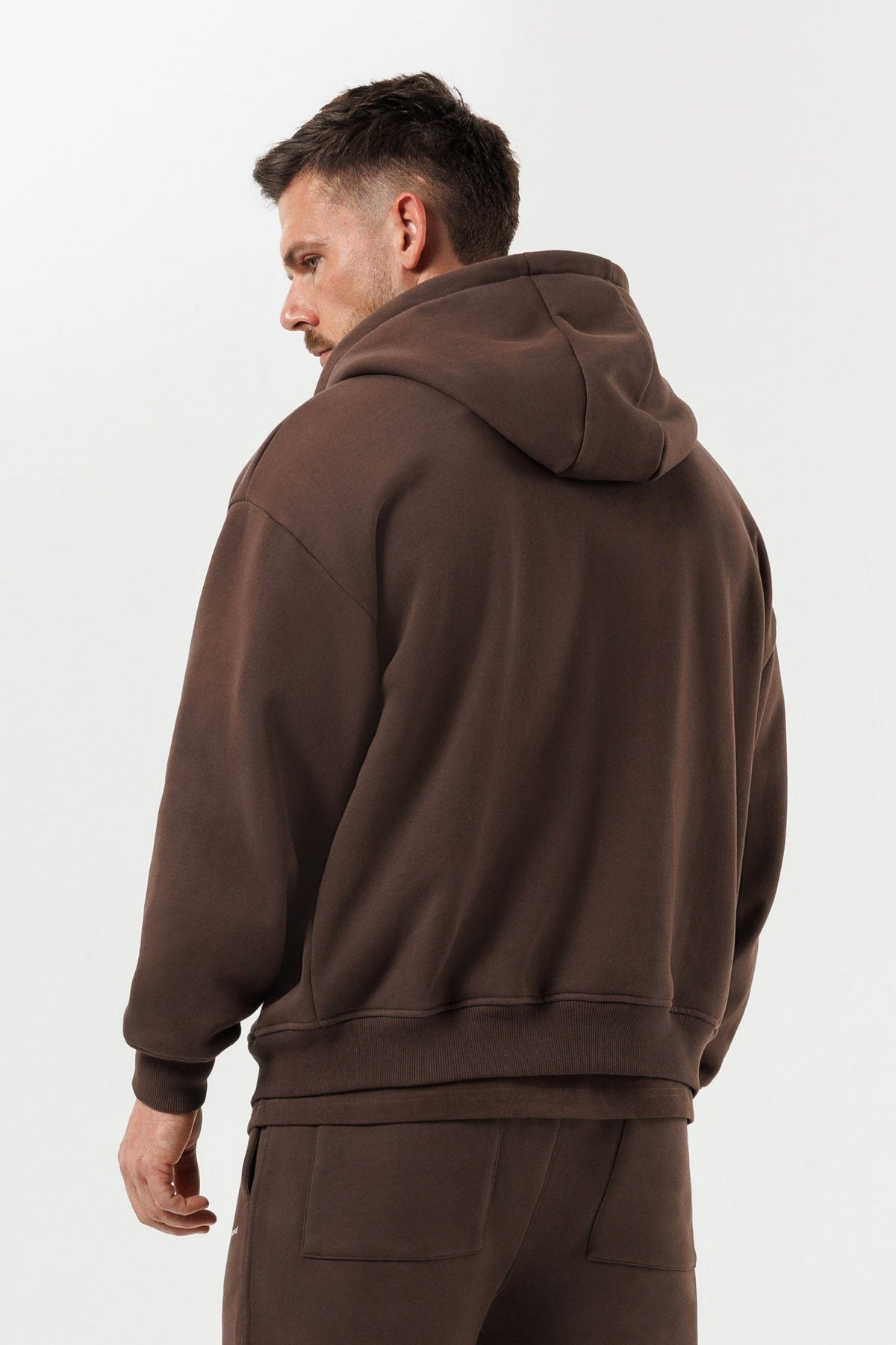 ZIPPED HOODIE - BROWN