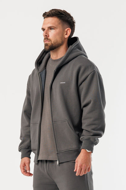 ZIPPED HOODIE - DARK GREY