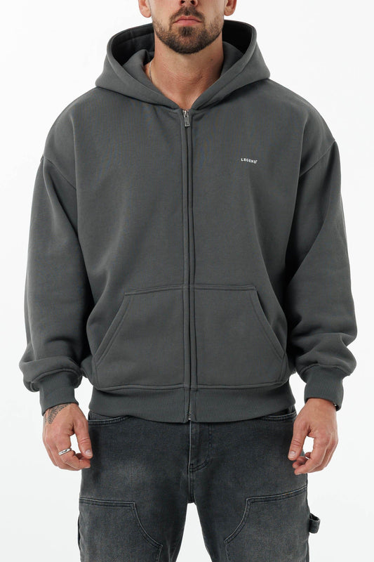 ZIPPED HOODIE - DARK GREY