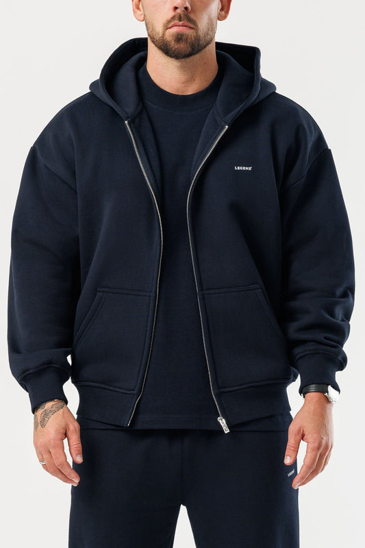 ZIPPED HOODIE - NAVY
