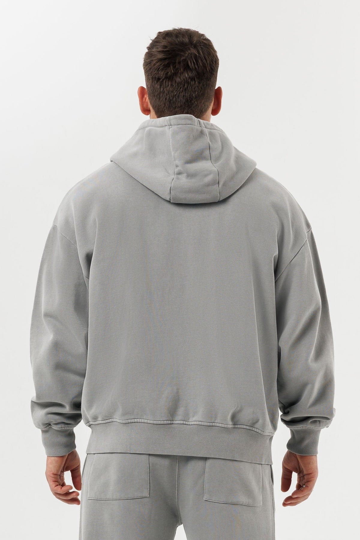 ZIPPED HOODIE - WASHED GREY