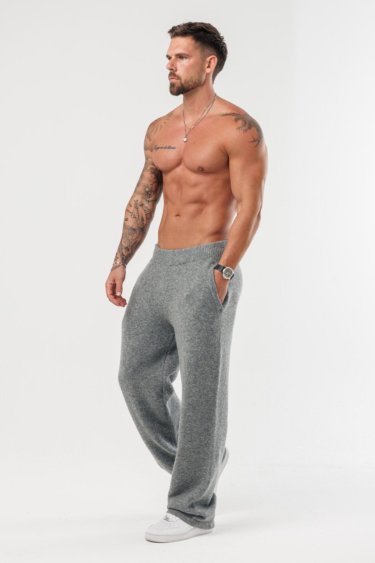 KNIT JOGGER - GREY MARL