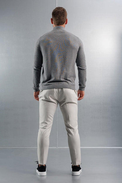KNIT QUARTER ZIP SWEATER - GREY