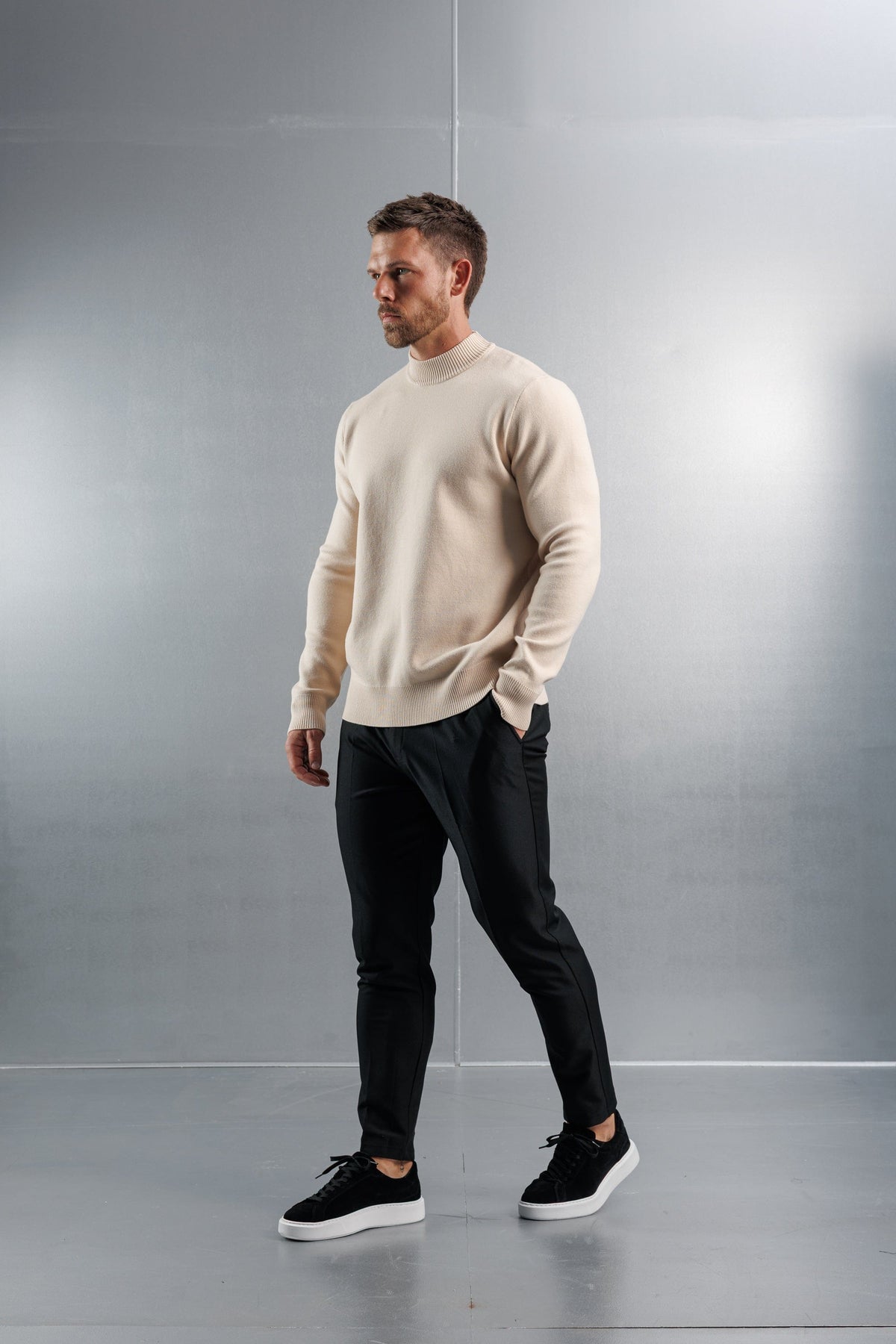 MOCK NECK SWEATER - CREME