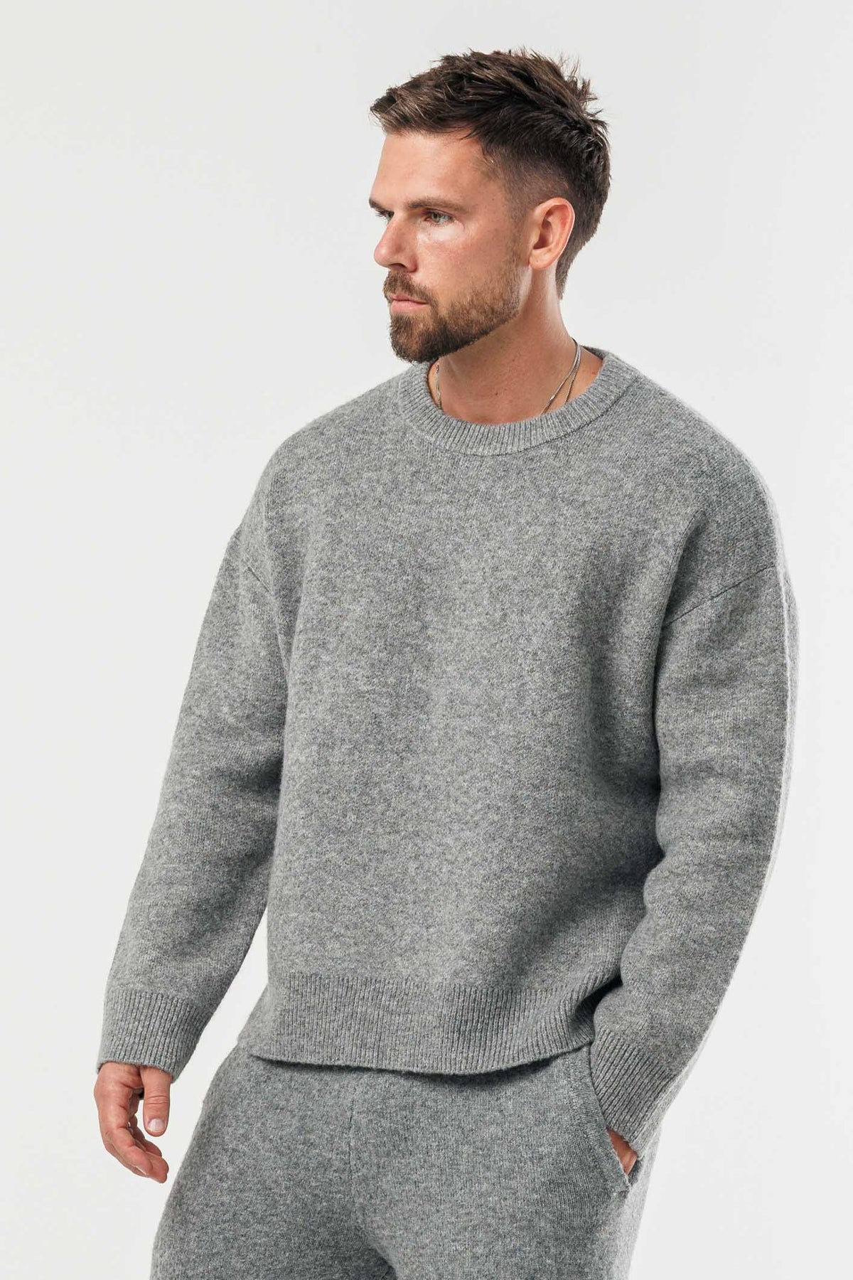 KNIT SWEATER - GREY MARL