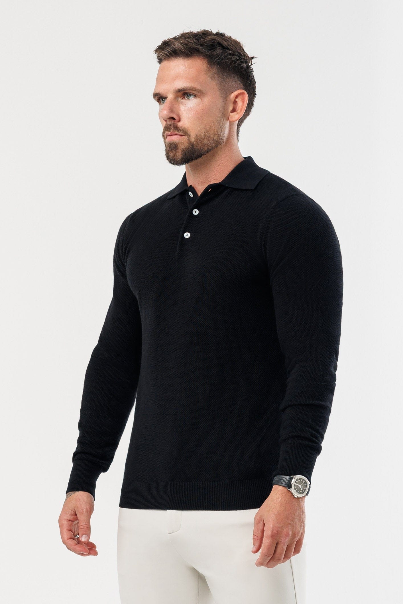 COAST LONG SLEEVE POLO - BLACK