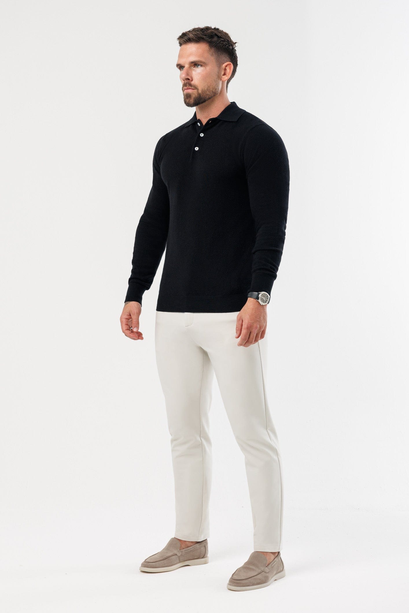 COAST LONG SLEEVE POLO - BLACK