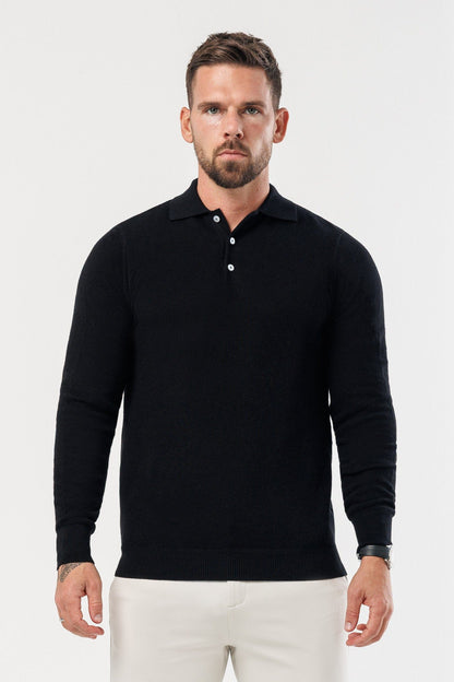 COAST LONG SLEEVE POLO - BLACK