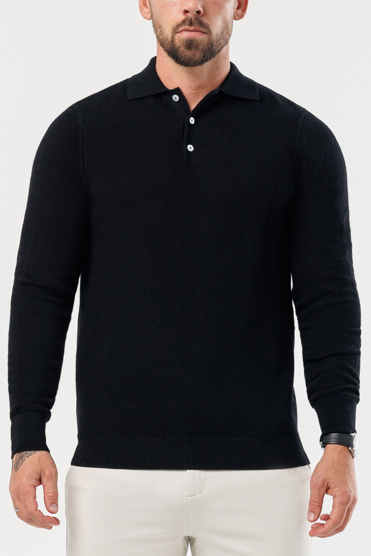 COAST LONG SLEEVE POLO - BLACK