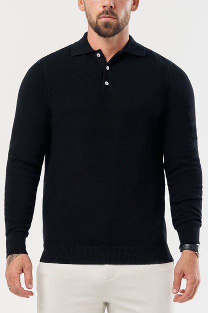 COAST LONG SLEEVE POLO - BLACK