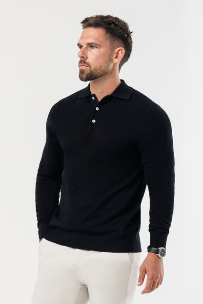 COAST LONG SLEEVE POLO - BLACK