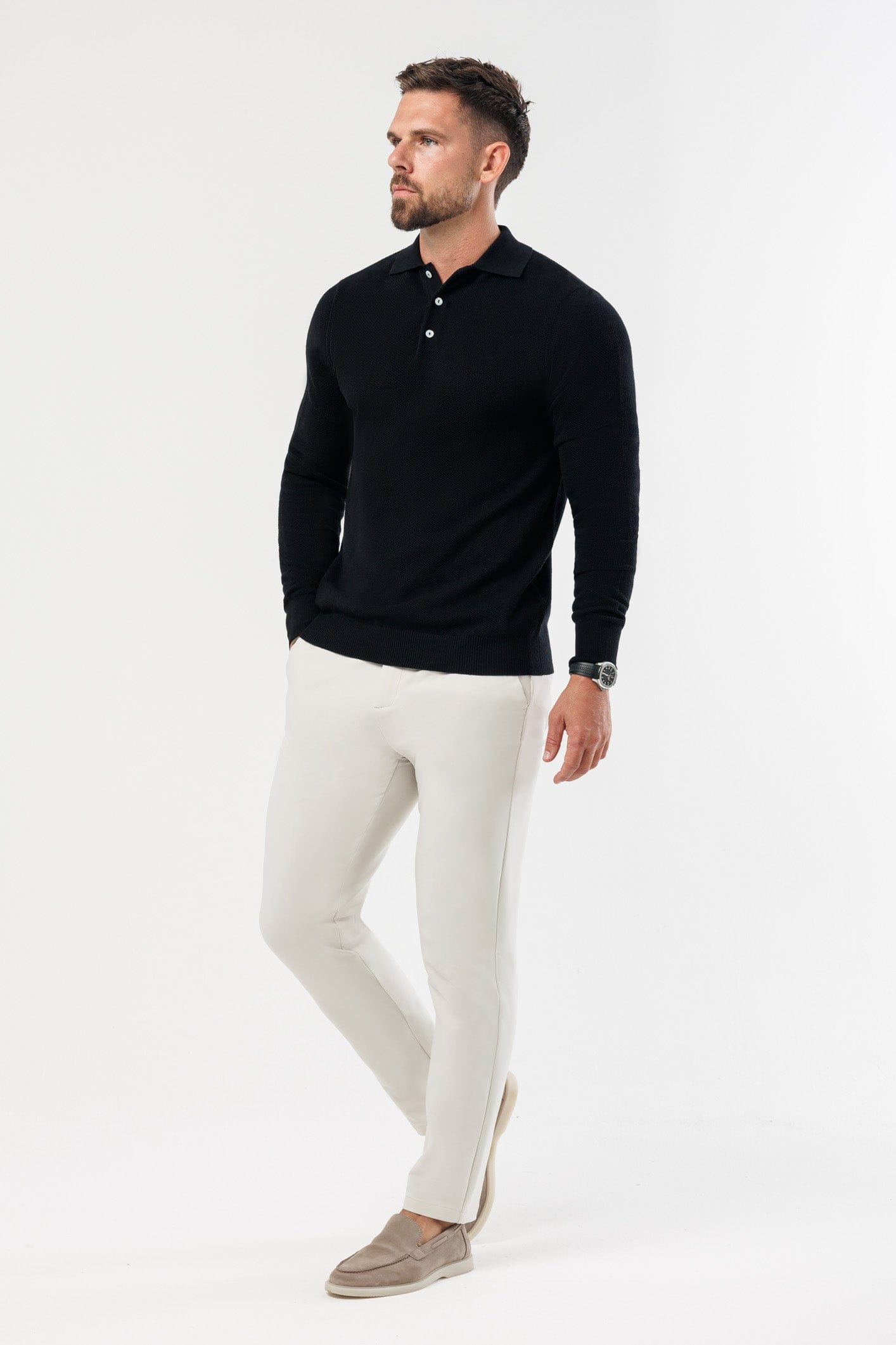 COAST LONG SLEEVE POLO - BLACK