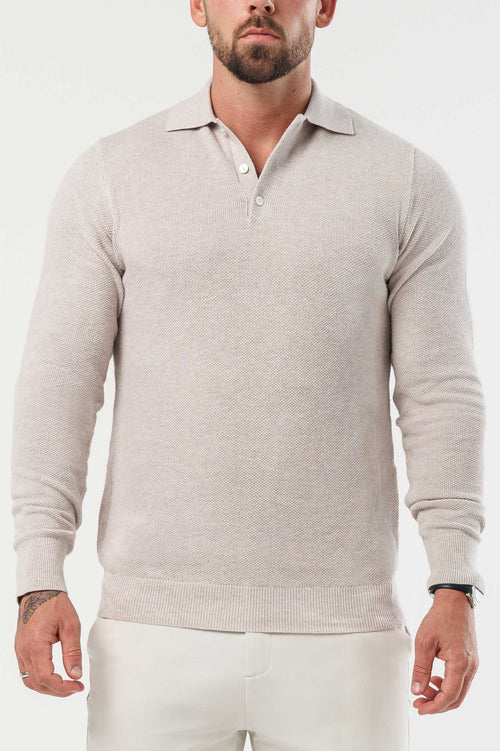 COAST LONG SLEEVE POLO - DEEP STONE