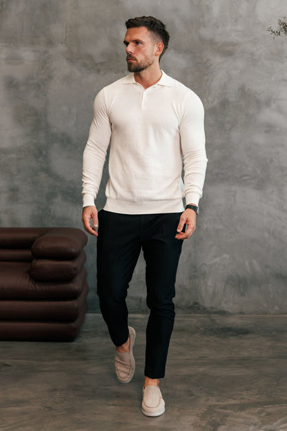 COAST LONG SLEEVE POLO - ECRU