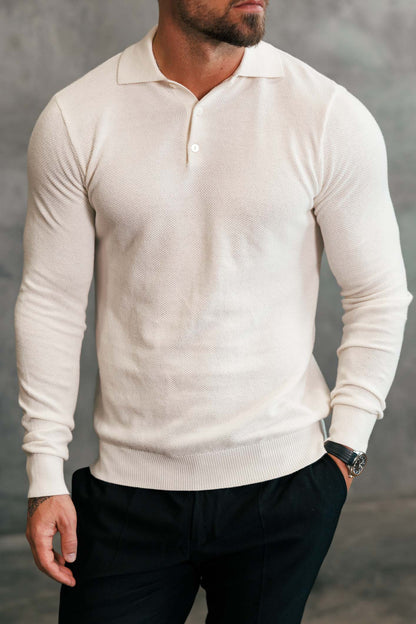 COAST LONG SLEEVE POLO - ECRU