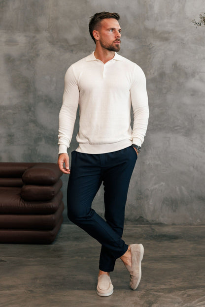 COAST LONG SLEEVE POLO - ECRU