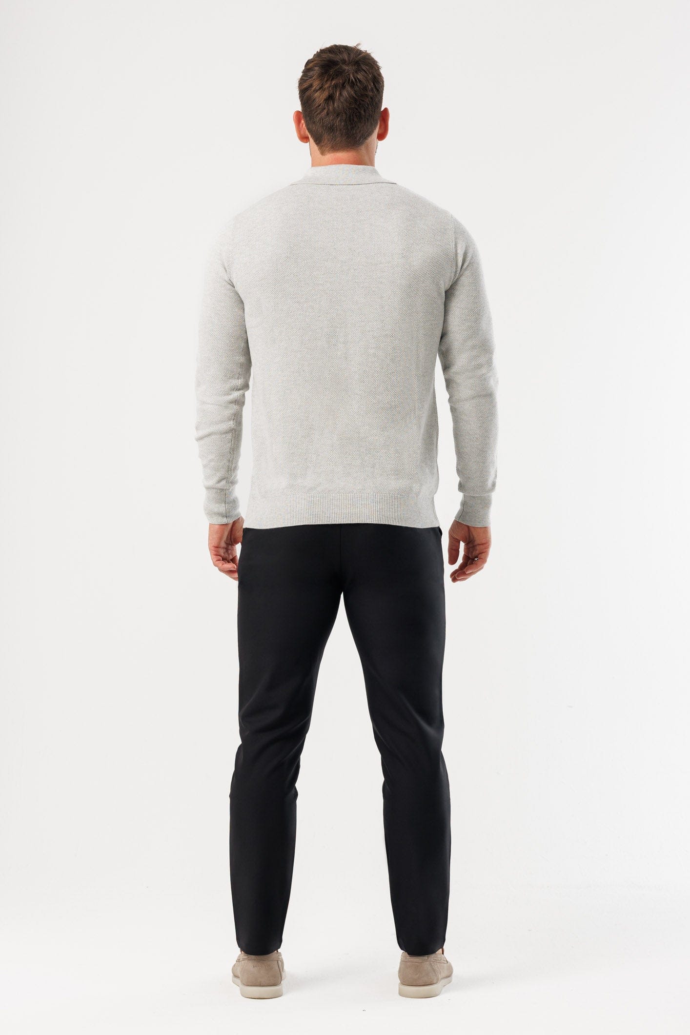 COAST LONG SLEEVE POLO - GREY MARL