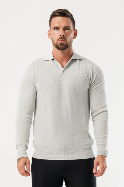 COAST LONG SLEEVE POLO - GREY MARL