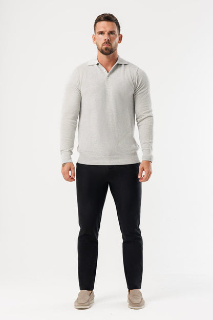 COAST LONG SLEEVE POLO - GREY MARL