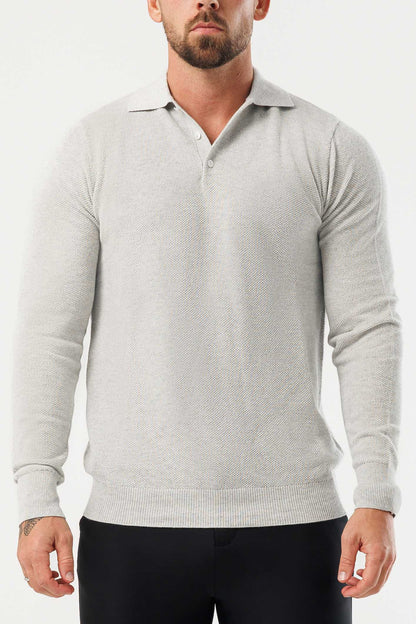 COAST LONG SLEEVE POLO - GREY MARL