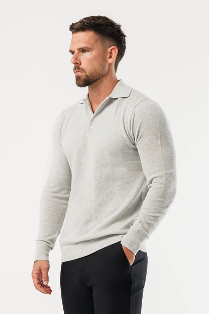 COAST LONG SLEEVE POLO - GREY MARL