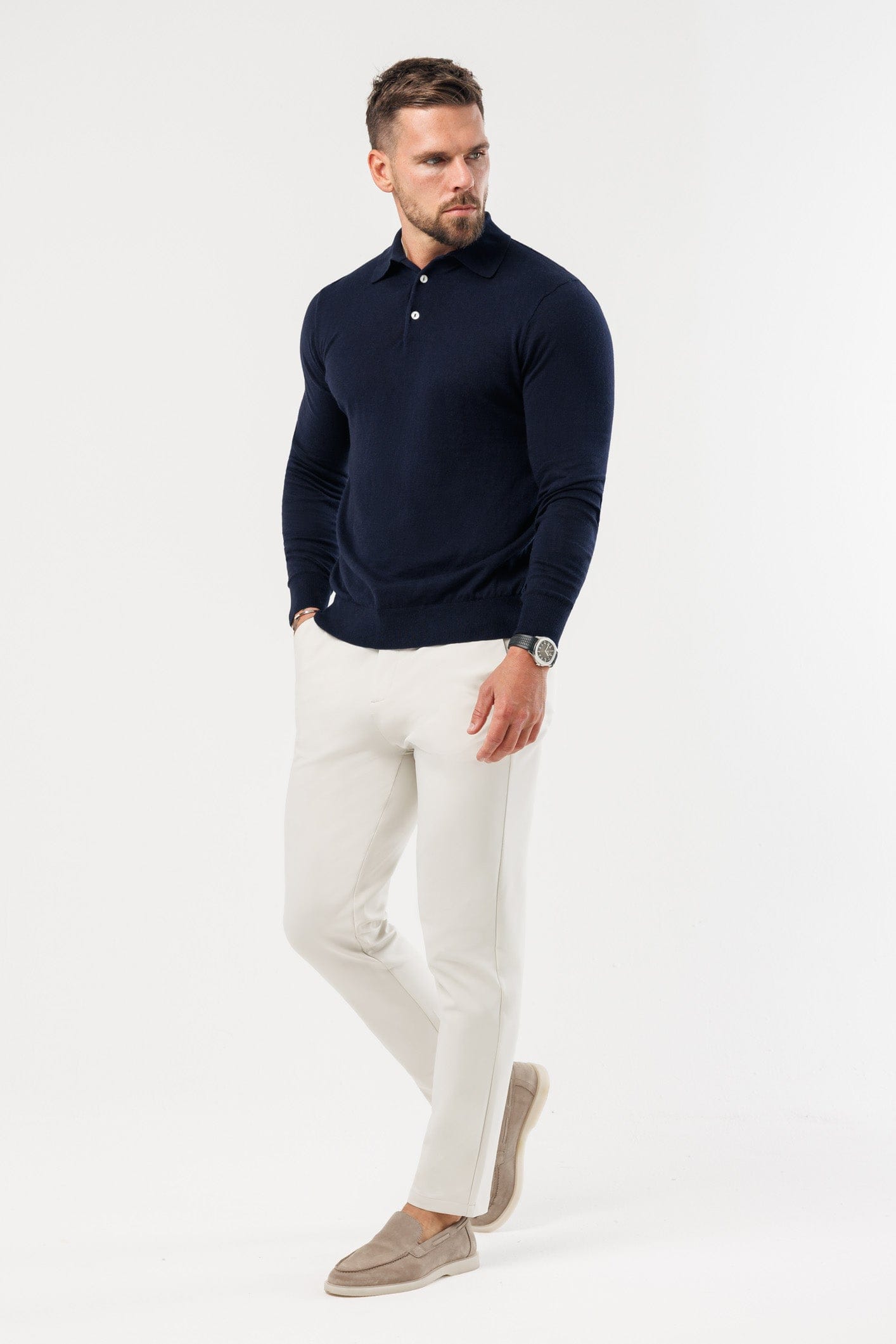 COAST LONG SLEEVE POLO - NAVY
