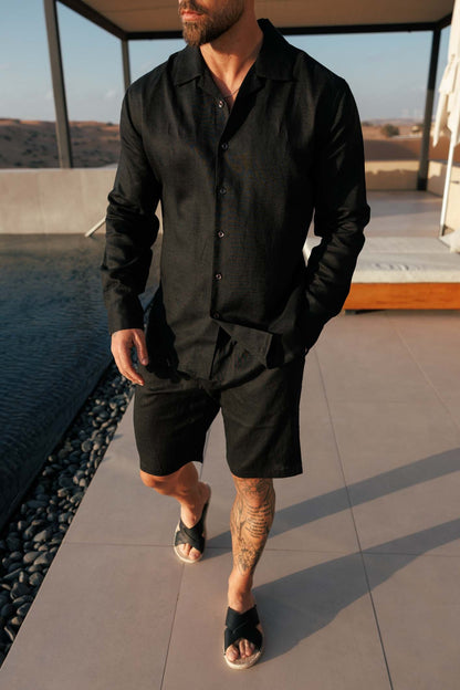 LINEN SHIRT - BLACK
