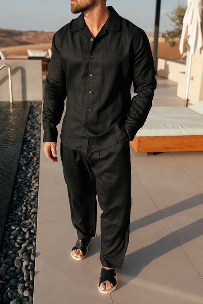LINEN SHIRT - BLACK