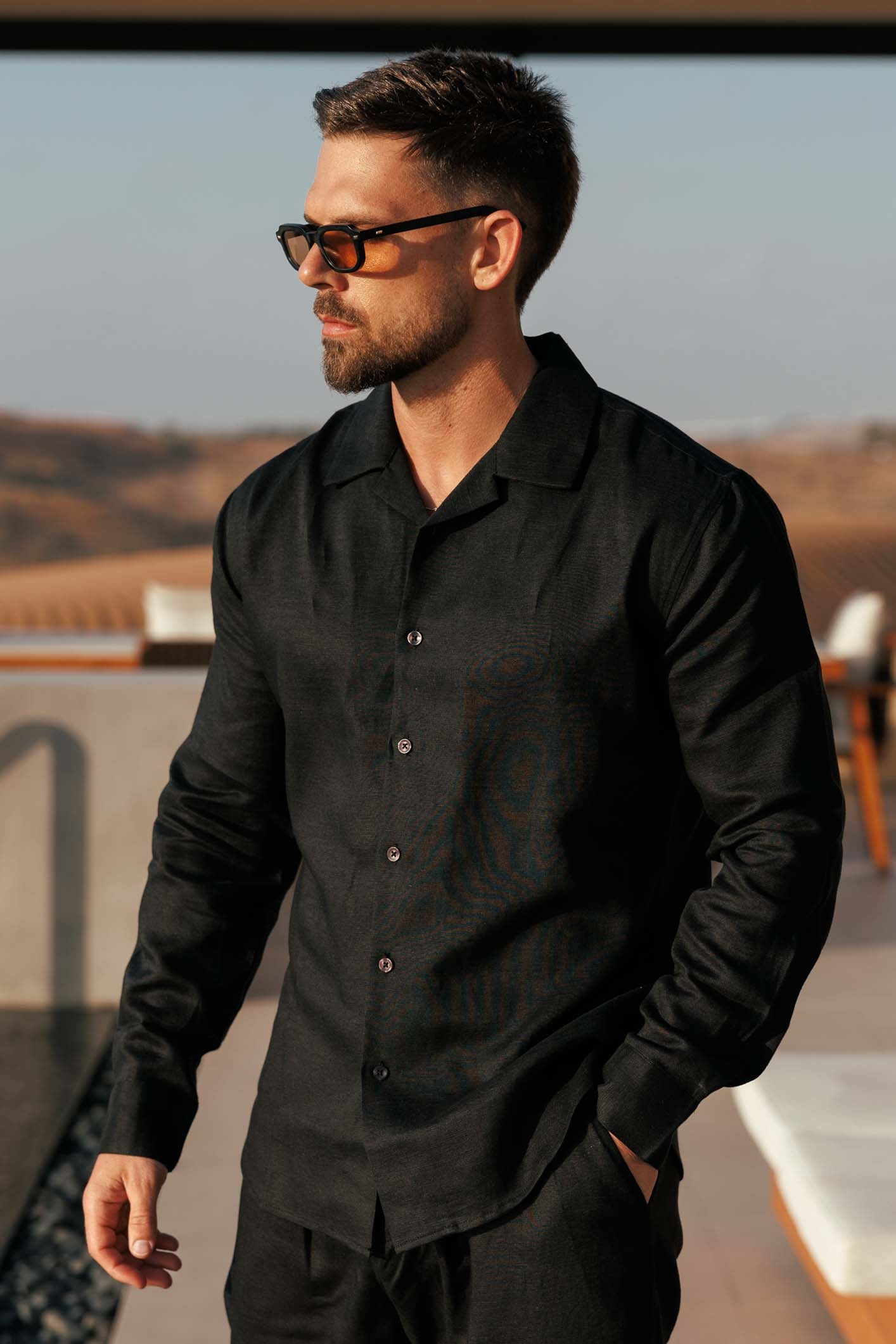 LINEN SHIRT - BLACK