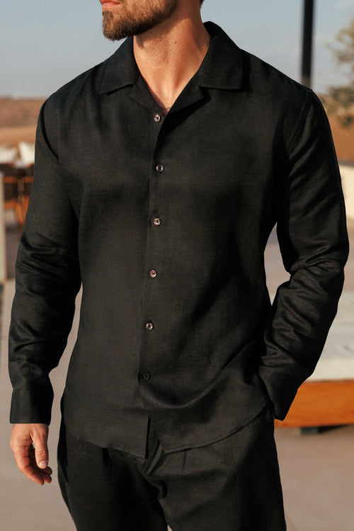 LINEN SHIRT - BLACK
