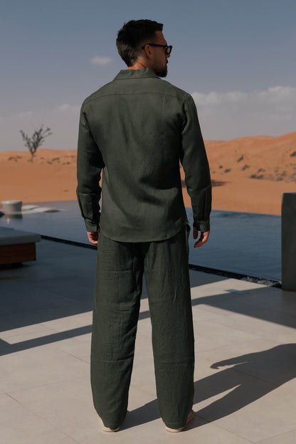 LINEN SHIRT - OLIVE